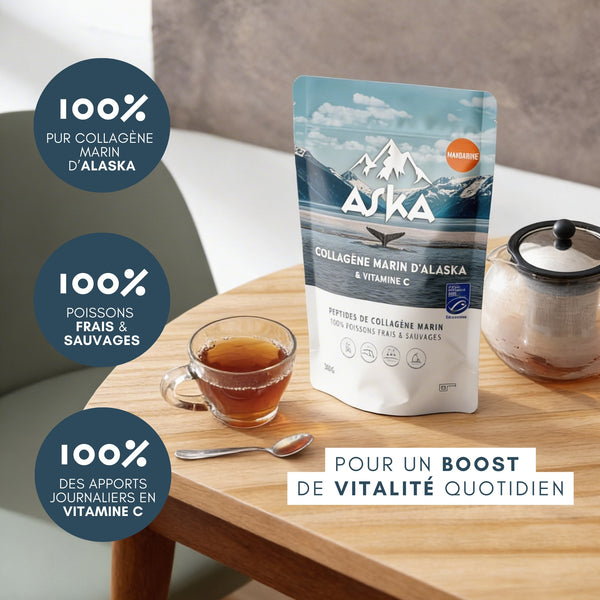 Collagène Marin d'Alaska en poudre - Mandarine - ASKA Nutrition