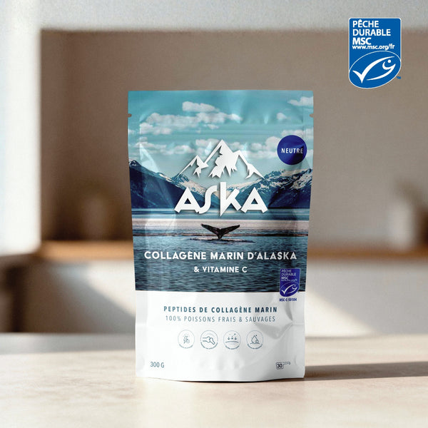 Sachet de collagène marin d'Alaska en poudre Nature - ASKA Nutrition 300g